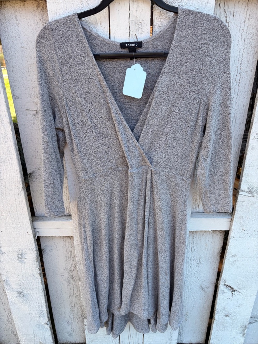 torrid Heather Gray Wrap-Front Long Sleeve Dress